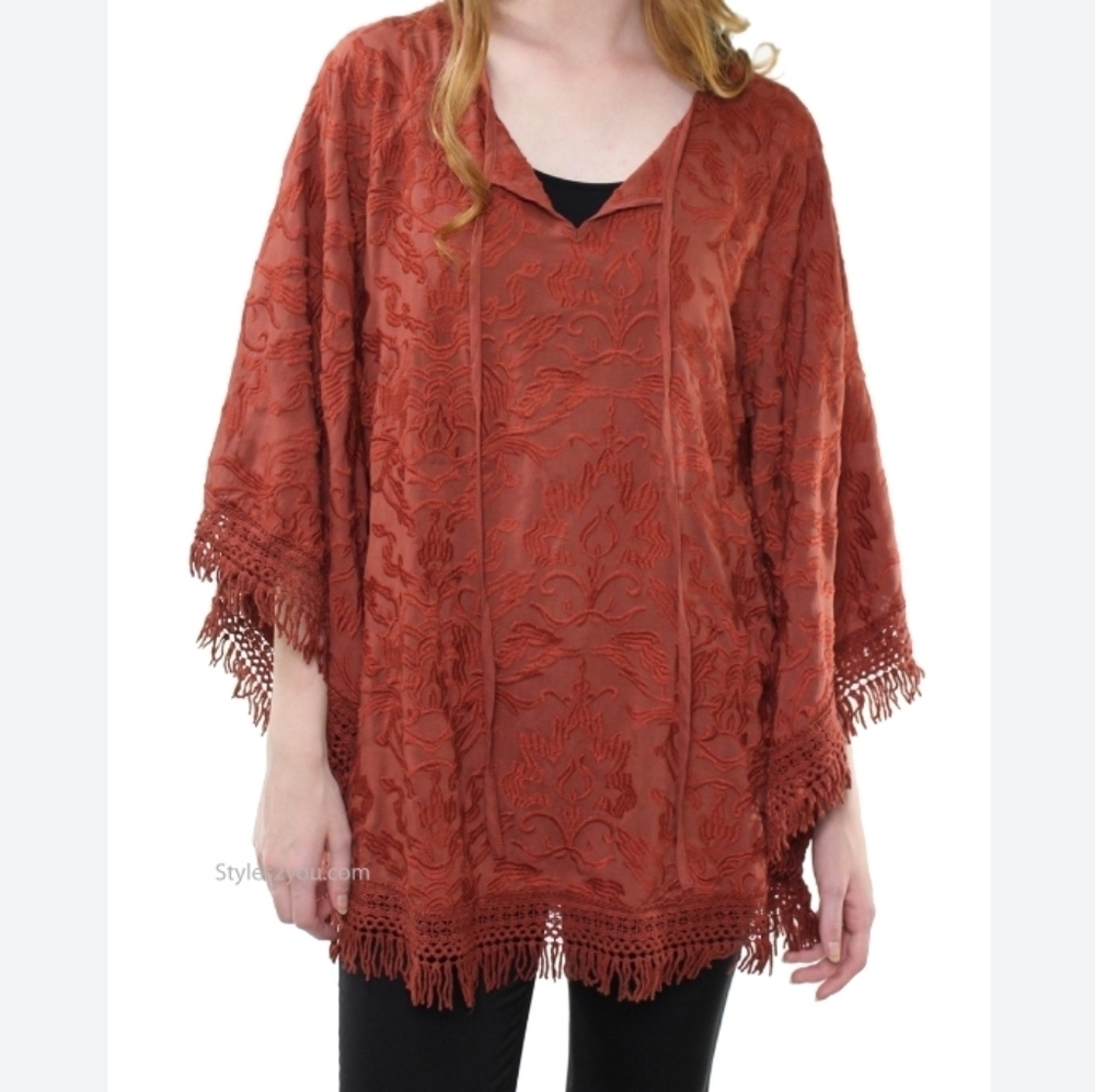 Monoreno Secret Boho chic Embroidered Fringe Kimono